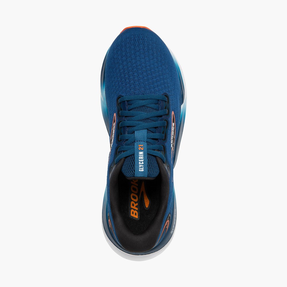 Chaussures Running Route Brooks Glycerin 21 Bleu Noir Homme | NOK-0419097